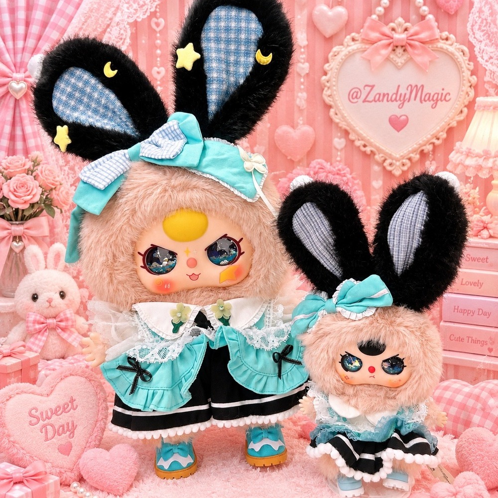Baby Three Lolita 400% + 80% Set "Special Black Blue + Water Glitter eyes" plush